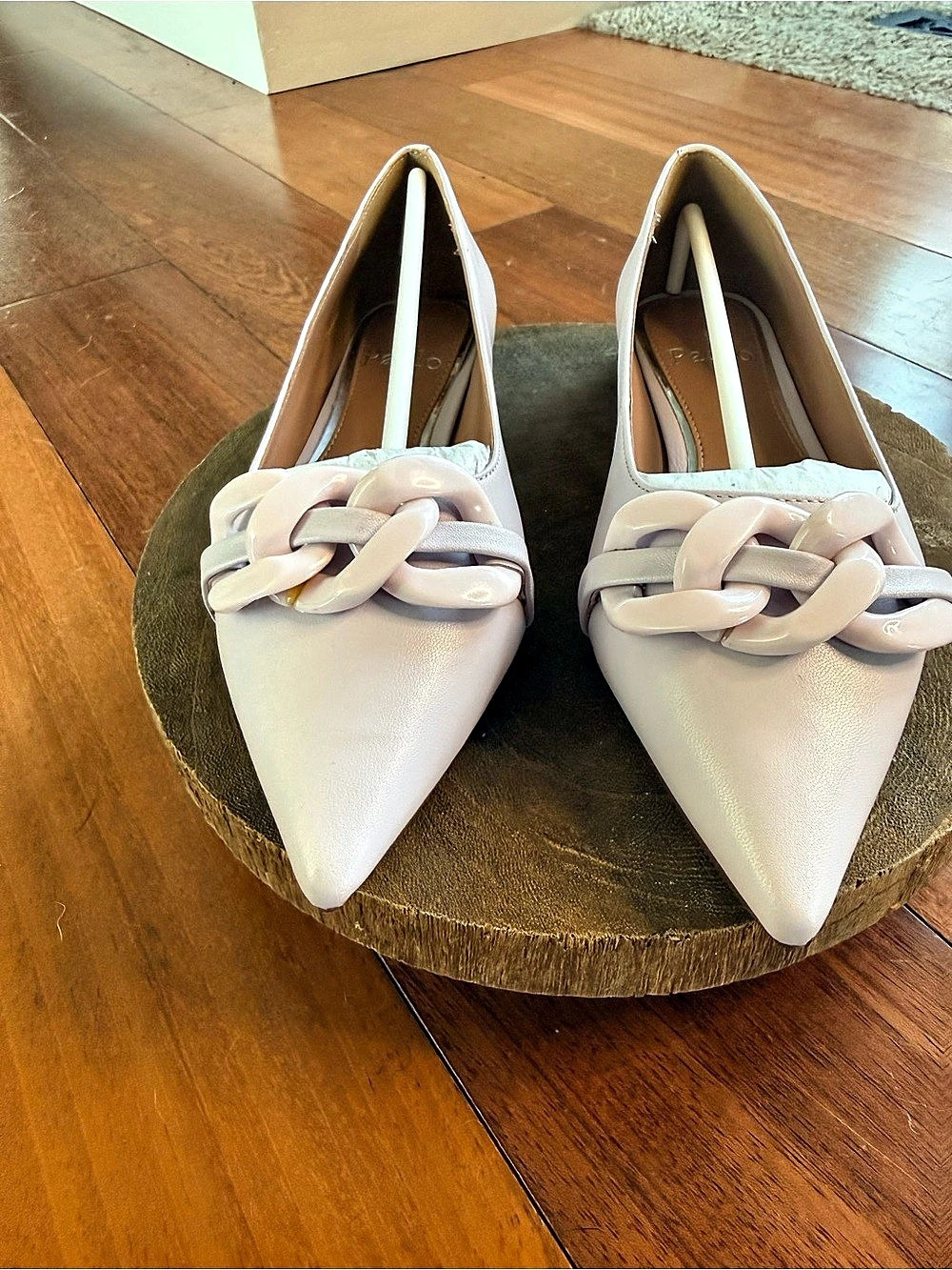 Paolo Nora-L Lavender Fog Nappa Pointed Toe Chain Flats – Sizes 5 & 8.5 NIB